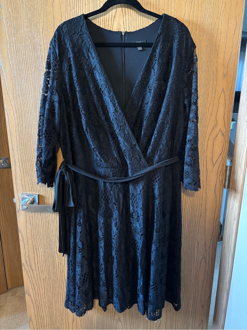 R&K Black Lace Wrap Midi Dress